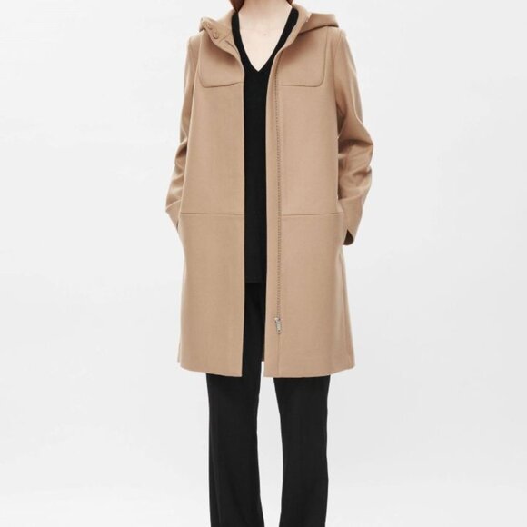 COS  Hooded Camel Duffel Coat, Wool Blend - Picture 8 of 8